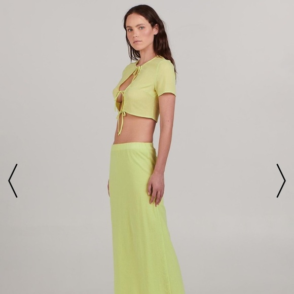 Neon zephyr Tie-Front Crop Top Charlie Sunday Nwt revolve summer boho y2k bow - Picture 2 of 5